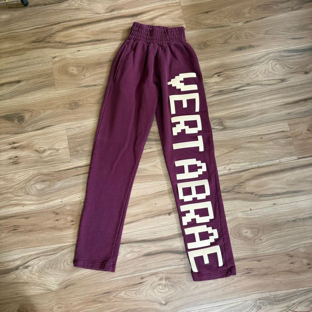 Vertabrae Burgundy Cream Graphic Cotton Pull-On Sweatpants Size Small